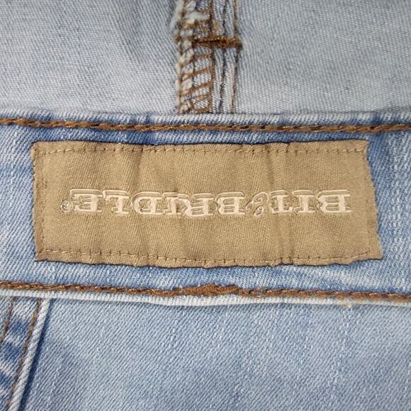 Bit & Bridle Denim Skirt Womens 8 Whiskering Blanket Stitching Rodeo Western - Picture 12 of 14